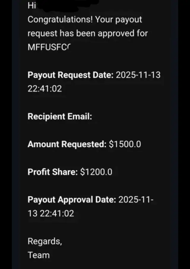 MFF Payout - $1,500