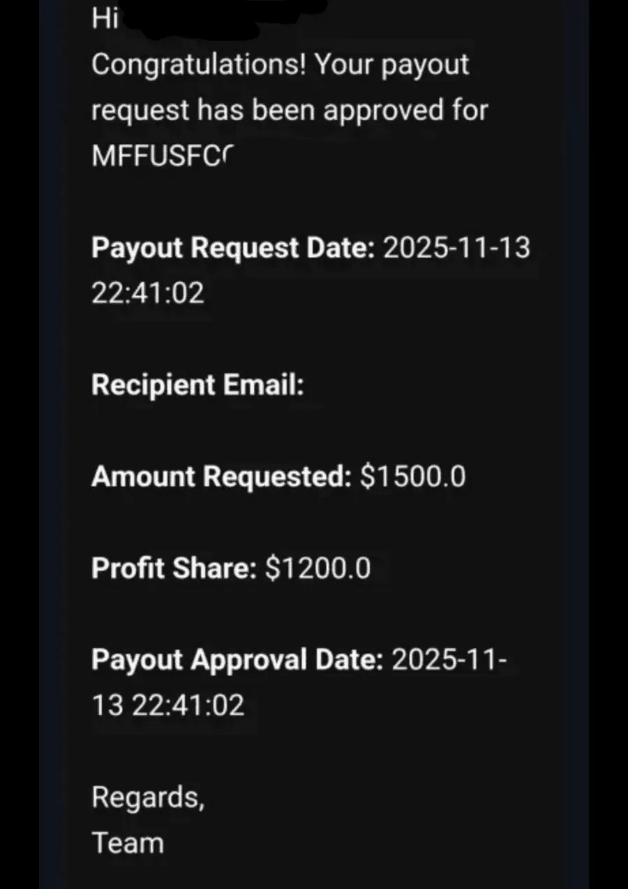 MFF Payout - $1,500