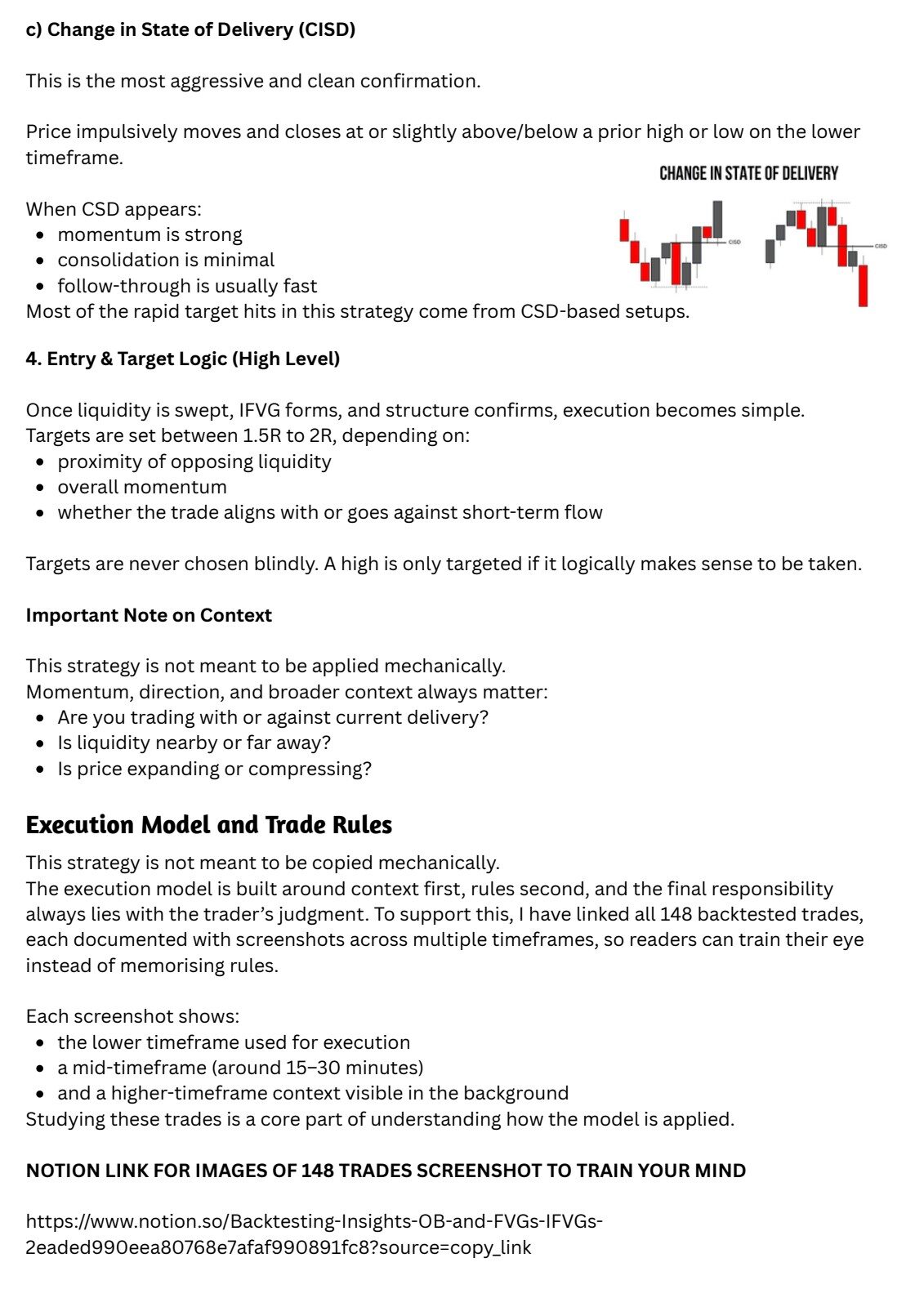 CISD and Execution Model — Change in State of Delivery example with entry and target logic